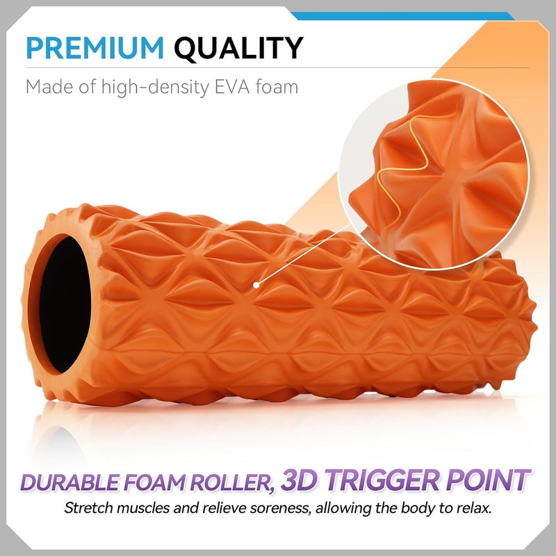 Zmarthumb Foam Roller - 15 inch Deep Tissue Massager for Muscle Massage, Myofascial Trigger Point Release, Exercise, Yoga, Pilates & Stretching(Orange) - Image 3